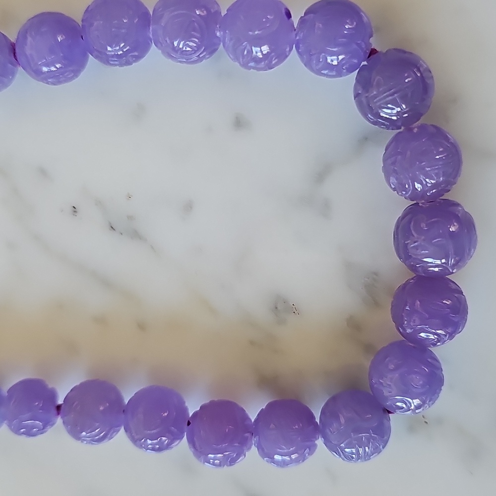 🪻HP🪻Lavender Jade Hand-Knotted Necklace 925 Chain - Picture 3 of 14